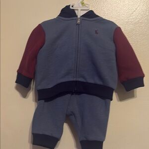 Polo by Ralph Lauren Navy Blue and Burgundy Kids Two-Piece Fleece Set